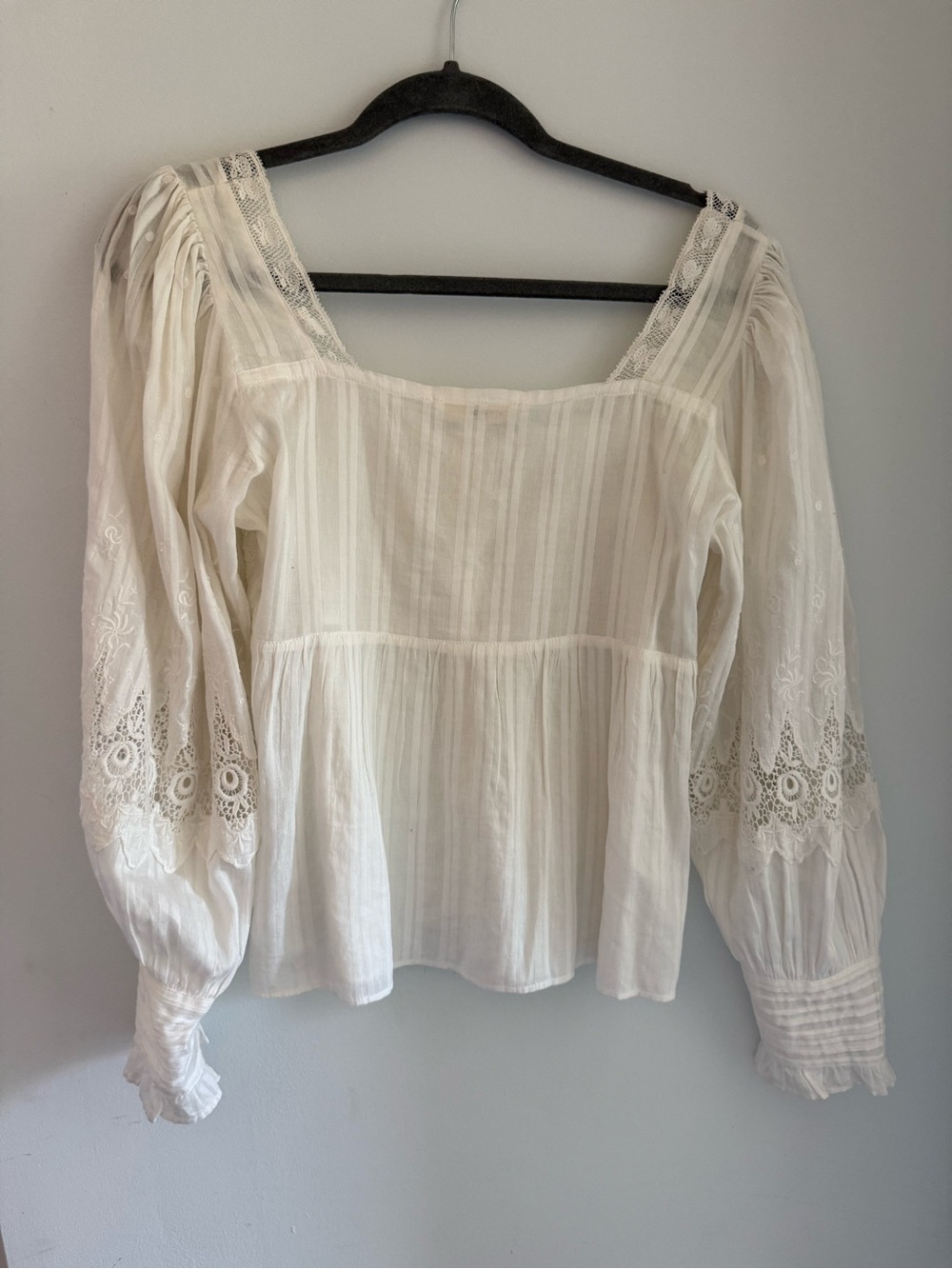 LoveShackFancy Ivory Lace Peasant Blouse - Picture 2 of 5